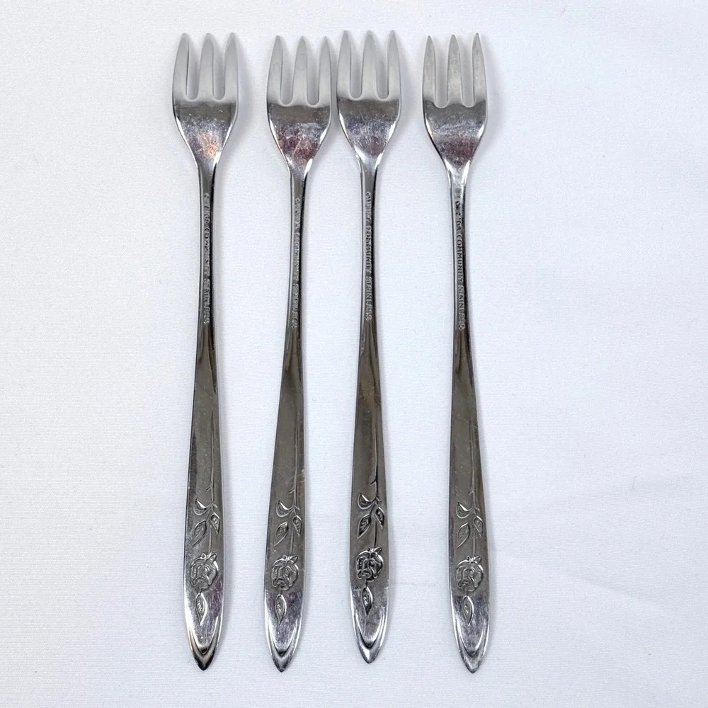 Oneida Community Stainless My Rose Shrimp Seafood Cocktail Forks Set of 4 MCM